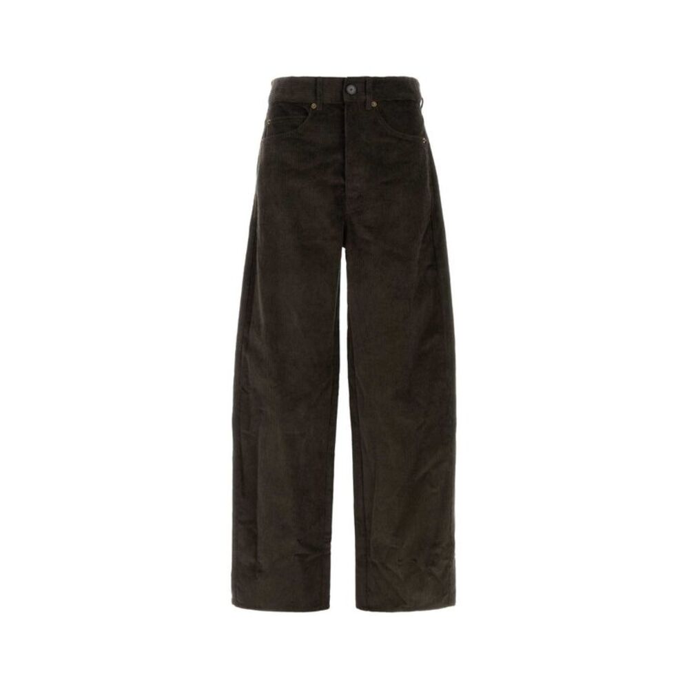 Soeur Women Dark Brown Corduroy Wide-Leg Pant